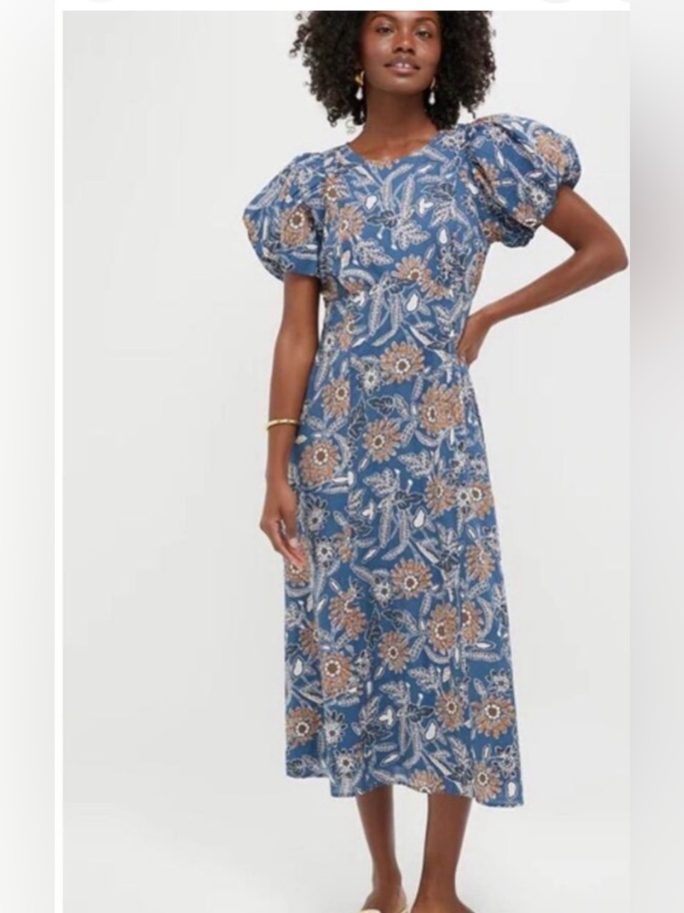 NWT Cleobella Magnolia Floral Leslie Blue Tuckernuck
Puff-Sleeve Midi Dress XS